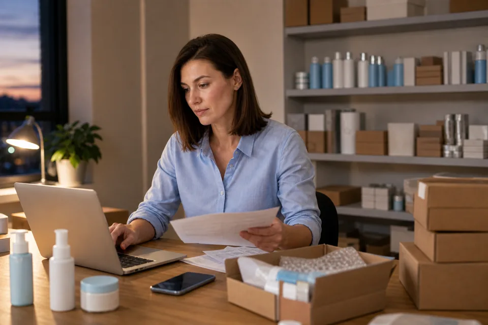 An online-store manager processes orders manually in the evening